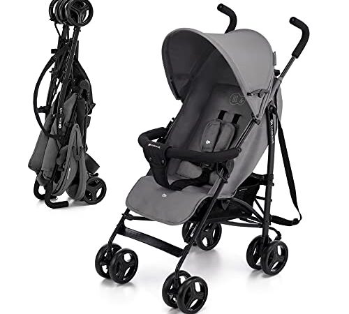 Kinderkraft TIK Kinderwagen, Liegebuggy, Sportwagen, Leicht - 6,5kg, Drehbare Vorderräder, Verstellbarer Griff, Stufenlose Einstellung der Rückenlehne, Schnelles Zusammenklappen, bis zu 17kg, Grau