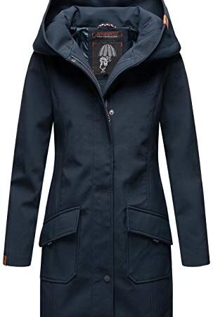 MARIKOO Damen Softshell Jacke Winterjacke wasserabweisend Outdoor lang B856 [B856-Maylee-Navy-Gr.XXL]