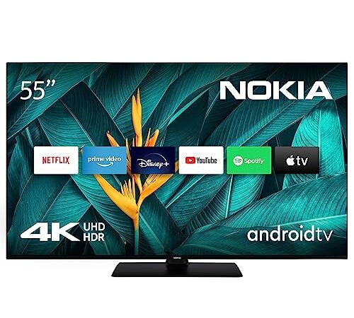 Nokia 55 pollici, 139 cm, 4K UHD Televisori Smart Android TV, DVB-C/S2/T2, Netflix, Prime Video, Disney+, UN55GV310I, 2023