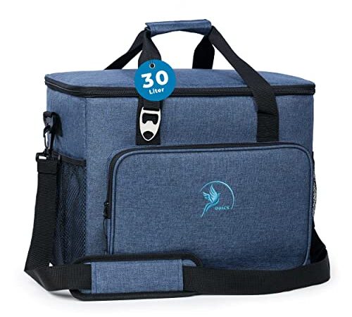 Obics Kühltasche faltbar Groß 30L Kühlbox Blau Thermotasche Cooler Bag für Picknick, Strand, Camping, Arbeit - Thermo Gefriertasche Meal prep für unterwegs - Isoliertasche faltbar Fächer isoliert