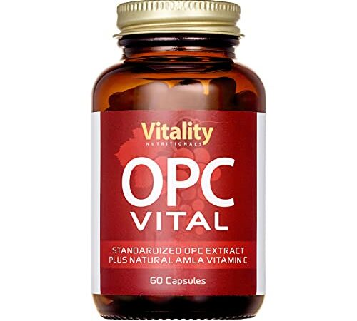 OPC Traubenkernextrakt Hochdosiert 150 mg + Vitamin C I Aus Französischen Trauben Premium OPC Laborgeprüft I 60 Kapseln I Anti-Aging, Antioxidantien I Vitality Nutritionals by VitaminExpress