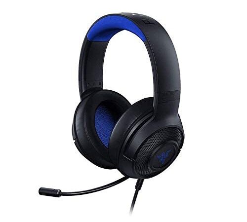 Razer Kraken X für Konsolen - Kabelgebundenes Konsolen-Gaming-Headset (Biegsames Cardiod-Mikrofon, 40-mm-Treiber, 3,5-mm-Anschluss, Ovale Ohrpolster, Verstellbarer Kopfbügel) Schwarz-Blau