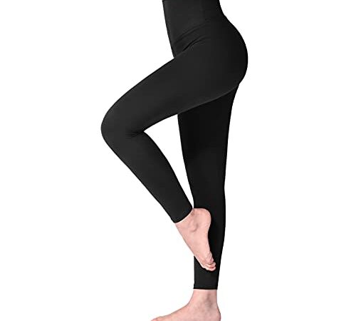 SINOPHANT Leggings Damen High Waist - Blickdicht Leggins mit Bauchkontrolle für Sport Yoga Gym(1 Schwarz,L-XL)