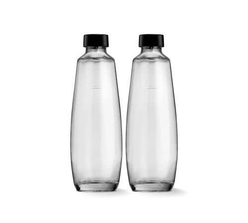 SodaStream DuoPack 1L Glasflache , Ersatzflaschen geeignet für den SodaStream Wassersprudler DUO, 2x 1L Fassungsvermögen, 10x19.5x29