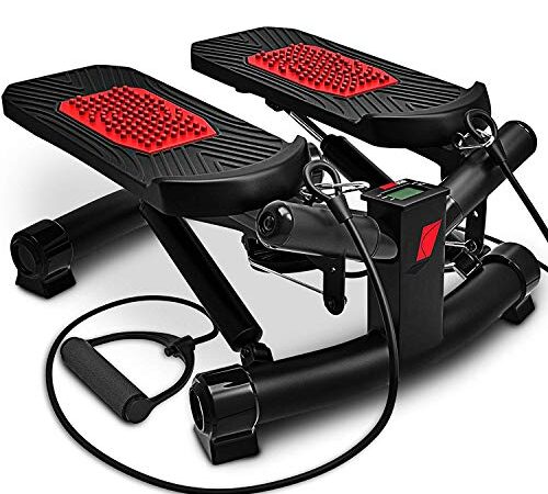 Sportstech 2in1 Twister Stepper mit Power Ropes - STX300 Modell 2021 Drehstepper & Sidestepper für Anfänger & Fortgeschrittene, Up-Down-Stepper mit Multifunktions-Display, Hometrainer Widerstand