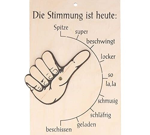 Spruchreif Stimmungsbarometer · Stimmungsanzeiger · Stimmungsbarometer Daumen mit beweglicher Hand · Türschild · lustige Geschenke · Geschenke für Kollegen · Bürospaß