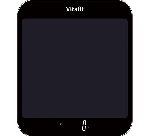 Vitafit 15kg Digitale Küchenwaage, Multifunktions-Lebensmittelwaage, Digitalwaage mit LED-Display, Gehärtetes Glas Gewicht Gramm 1 g Richtigkeit,Schwarz