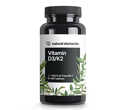 Vitamin D3 + K2 Depot – 180 Tabletten – Premium-Qualität: K2VITAL® von Kappa – 99,7+% All-Trans K2-MK7 + 5000 IE Vitamin D3 – hochdosiert, ohne Zusätze – in Deutschland produziert & laborgeprüft