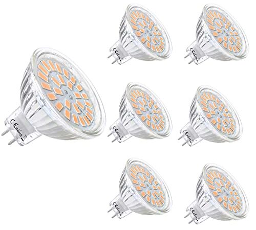 Vlio 6er MR16 GU5.3 LED Lampen Warmweiß 5W Ersatz für 40W Halogen Kein Flackern 3000K 450 Lumen LED Birne Leuchtmittel 120° Abstrahwinkel Spot Nicht Dimmbar AC/DC 12V