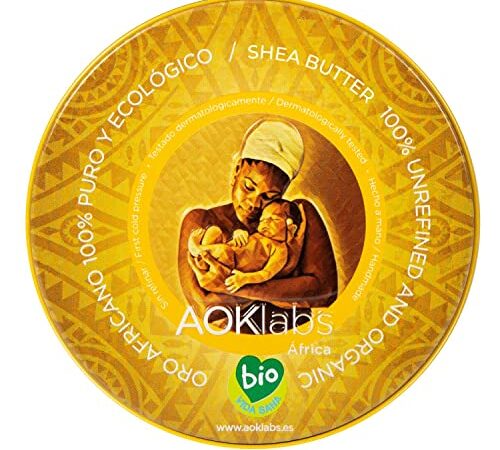 AOKlabs Sheabutter 100% Rein, Unraffiniertes, Intensive Pflege für Kosmetik, Haut, Haare, Fairtrade Shea Butter aus Ghana, Sheabutter BIO, Körperbutter für alle Hauttypen, Shea butter organic(200 ml)