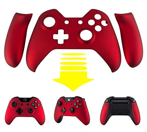 eXtremeRate Hülle Case Gehäuse Matt Schale Cover Schutzhülle mit 2 Griff Seitenteilen für Xbox One Standard Controller mit Oder Ohne 3,5mm-Anschluss(Rot)