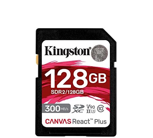 Kingston Canvas React Plus 128GB SDXC Speicherkarte UHS-II 300R/260W U3 V90 für Full HD/4K/8K - SDR2/128GB