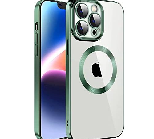 Klare Magnetische Hülle für iPhone 11 Pro, kompatibel mit MagSafe Kabelloses Laden, Militärnorm Schutz, Kratzfest, Stoßfest, Schlanke Transparente Silikonhülle für iPhone 11 Pro Hülle, Grün