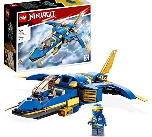 LEGO 71784 NINJAGO Jays Donner-Jet EVO, Aufrüstbares Ninja Spielzeug-Flugzeug mit Jay Minifigur, Geschenkidee zum Geburtstag für Kinder ab 7 Jahren