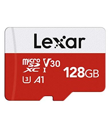 Lexar Micro SD Karte 128GB, Speicherkarte Micro SD mit SD Adapter, Bis zu 100 MB/s Lesegeschwindigkeit, UHS-I, U3, A1, V30, C10, 4K UHD microSDXC Memory Card