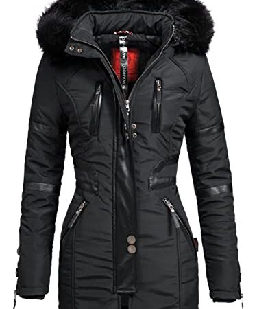 Navahoo Damen Mantel Winterjacke Kurzmantel Moon Schwarz Gr. M