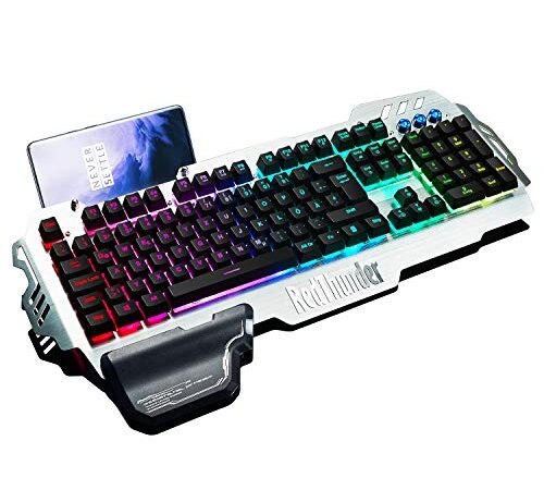 RedThunder K900 Halbmechanisch Gaming Tastatur [Version 2023], QWERTZ DEUTSCH Layout, RGB Beleuchtete Tastatur, Ganzmetallpaneel, 26 Tasten Anti-Ghosting, Tastatur Für PC/Laptop/Xbox One Gamer