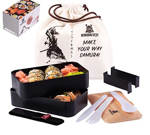 SHOKUJI Bento/Lunchbox im Set - Boxen für Brot, Meal Prep, Snacks - Auslaufsicher, mikrowellengeeignet - Für Kinder & Erwachsene - Ideal für Kindergarten, Schule, Uni, Büro, Arbeitstag - 1200 ml