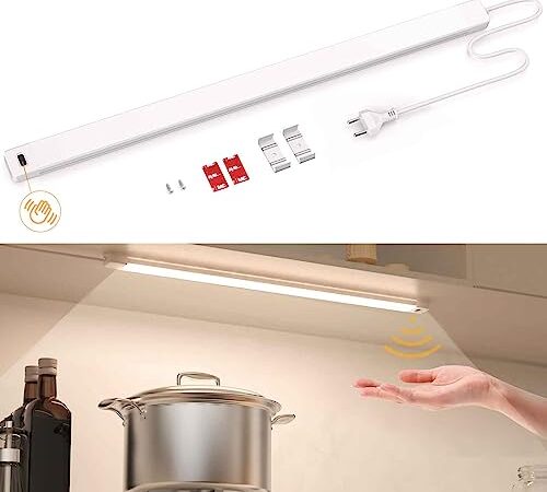 SIBI Unterbauleuchte Led Dimmbar, 41cm Neutralweiß Lichtleiste mit Berührungsloser Sensor, Küchenlicht Unterbau Beleuchtung Led Leiste für Schrank,Regale,Werkbank, 473lm, 4000K